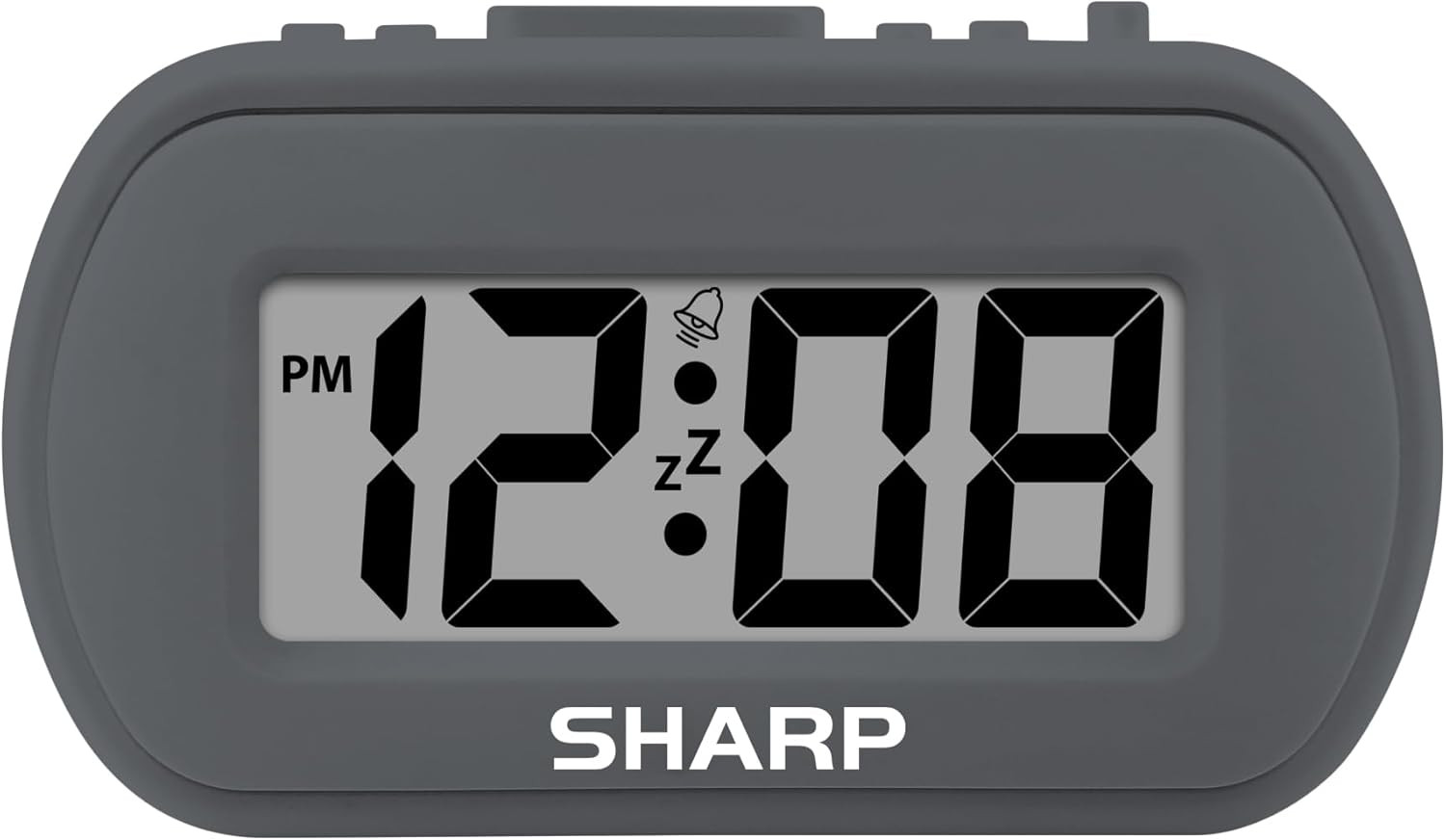 Battery Alarm Clock, Soft-Touch Case and Backlight, Charcoal Black