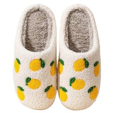 QQGB Womens Mens Cute Fuzzy Lemon Slippers Memory Foam Fluffy Couple Slippers...