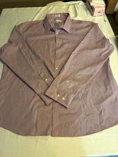 Vintage Calvin Klein Non-Iron Slim Fit Purple/White Check Dress Shirt XL 34/35