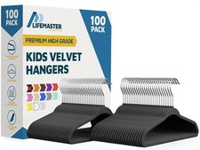 Black Velvet Kids Hangers 100 Pack 10.83" Non-Slip Baby  Toddler Hangers for