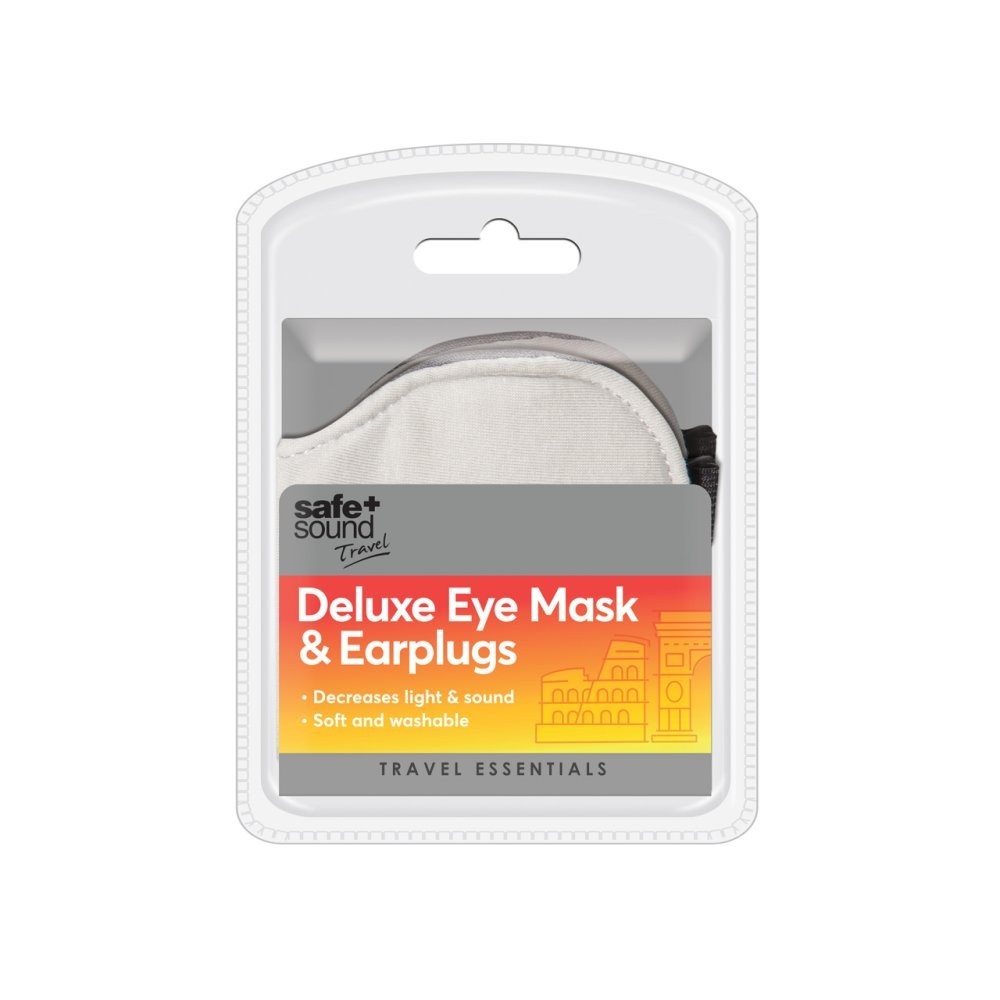 Safe + Sound Deluxe Washable 100% Cotton Eye Sleep Mask & Earplugs.