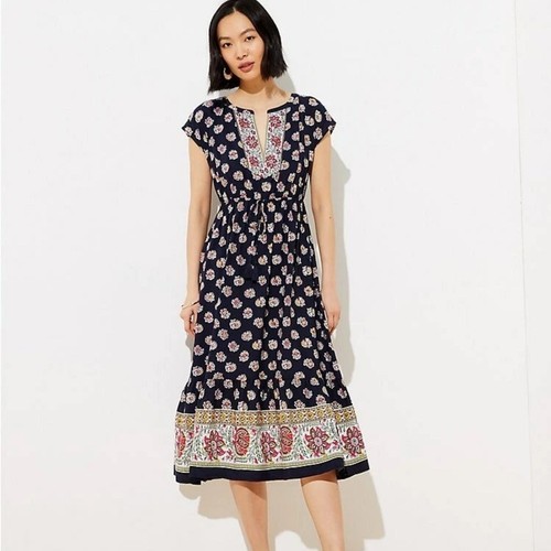 Loft Midi Dress BoHo Floral Bohemian All Seasons