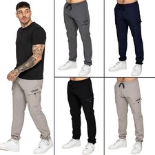 Kruze Mens Utility Cargo Pants Casual Elasticated Work Trousers