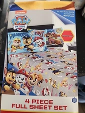 Paw Patrol Full Sheet Set Microfiber 4 Piece Fitted & Flat Sheet 2 Pillowcases