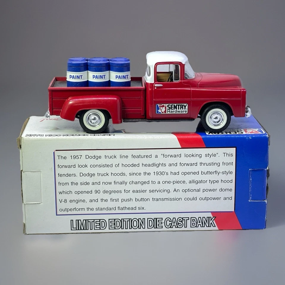Dodge D100 1957 camioneta Stepside edición limitada banco de monedas. Hardware Sentry. Foto 3 de 4