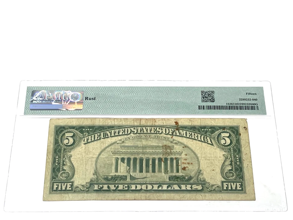 1963 $5 Five Dollars, LEGAL TENDER NOTE ,' PMG 15 Choice Fine', (#8) - Image 2 of 2