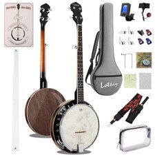 38-Inch 5 String Banjo, Remo Drum Head Full Size Banjos, Removable Resonator ...