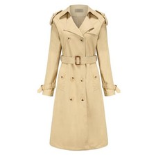 New Women Lapel Jacket Casual water cotton Belt Coat Long Outerwear trench coat