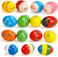 POPLAY 15 PCS Wooden Percussion Musical Egg Maracas Egg Shakers for Party Fav...
