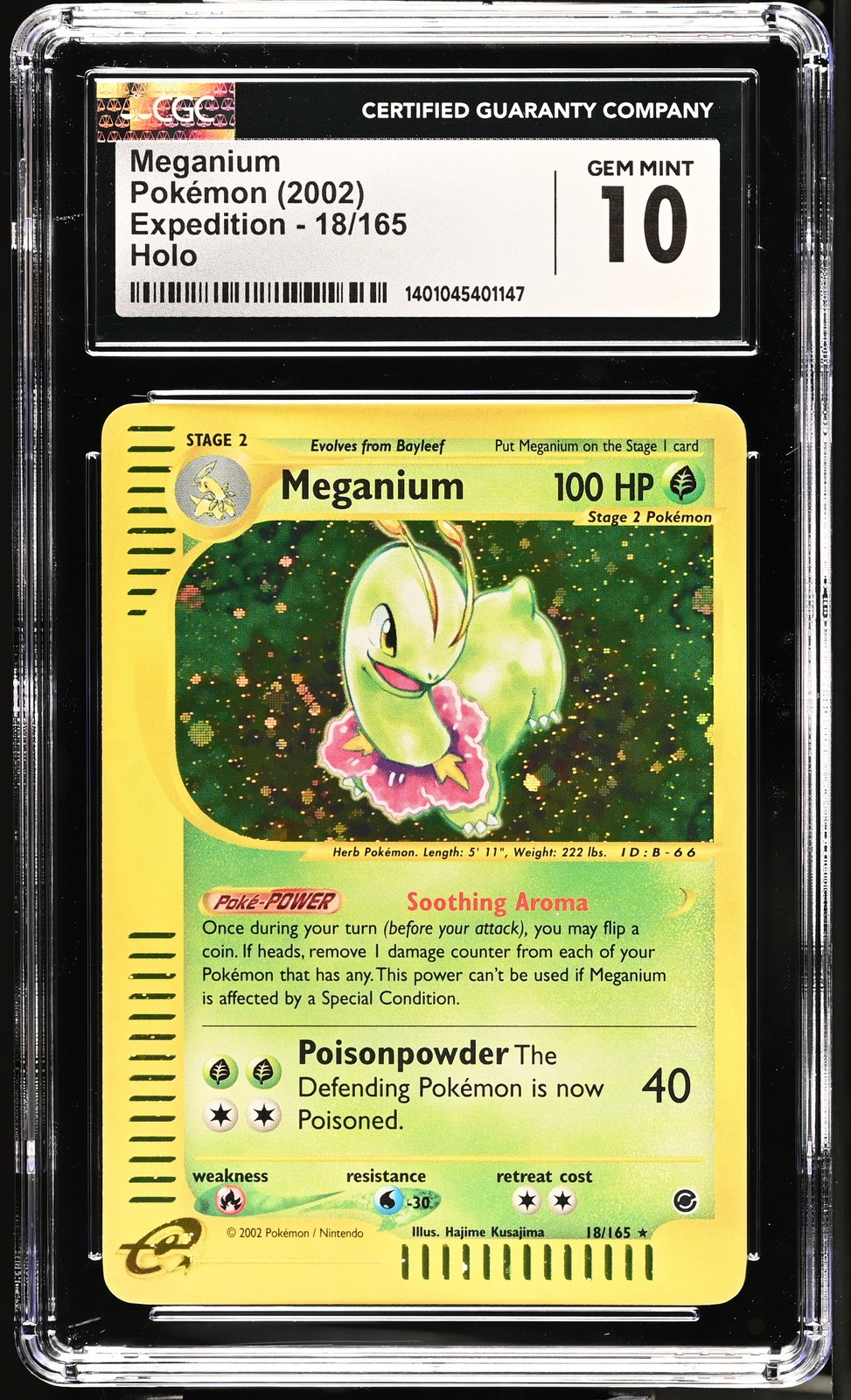 CGC 10 GEM MINT Meganium 2002 Expedition 18/165 Holo Rare Pokemon Card