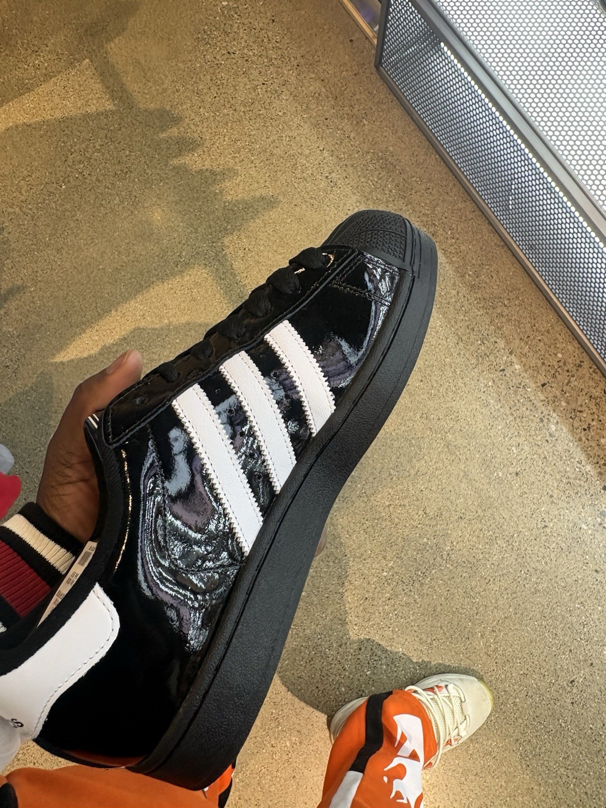 adidas Superstar Black White Men's Sneakers Lace Up Comfort Leather Upper