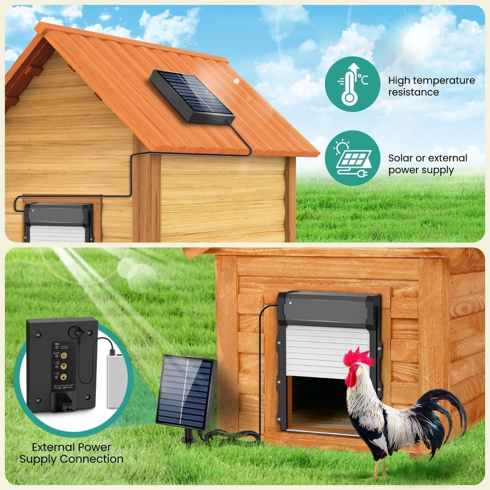 Solar Powered Automatic Chicken Coop Door with Timer Light Remote Control - Image 4 of 4