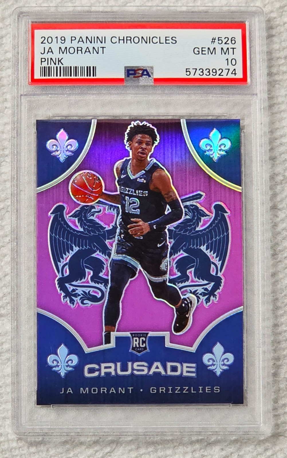 JA MORANT 2019-20 Panini Chronicles CRUSADE PINK PRIZM ROOKIE PSA 10 GEM MINT Rc