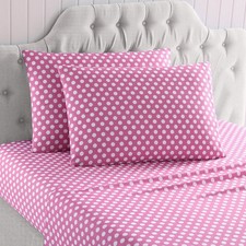 Kute Kids Toddler Pink Polka Dot Sheet Set Flat 60x45 Fitted 28x52 1 Pillowcase