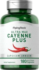 Cayenne Pepper Capsules | 180 Count | Non-GMO, Gluten Free | by Piping Rock