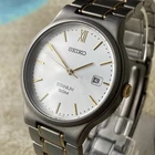 Seiko Watch Titanium Mens Unisex Vintage 1990s Silver Dial 35mm Case