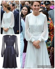 Beulah London Sabitri Silk Navy Dress UK 10 Usa 6 RRP £595 ASO Kate Middleton 