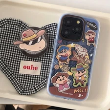 Cowboy Crayon Shin-chan Mag Safe Holder+Case Cover For iPhone 17 Pro Max 16 15