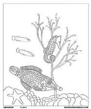 Rug Hooking Pattern "Aquarium" on natural linen