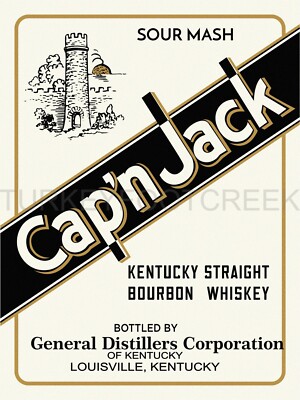 Cap'n Jack Straight Bourbon Whiskey 9'' x 12'' Metal Sign