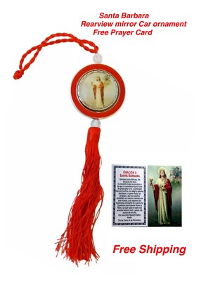 Santa Barbara Medal rearview mirror Car Ornament RED hanging pendant Chango