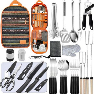 31pcs Camping Cooking Utensils Set Portable Camp Kitchen Gear for RV BBQ Hiking