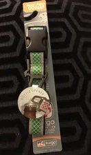 New Kurgo Reflect & Protect Night/Day Dog Collar Green W/ Bottle Opener Small