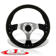 Black Pvc Fusion Style Polished Aluminum Steering Wheel Horn Universal 320mm 13 Black Pvc Fusion Style Polished Aluminum Steering Wheel Horn Universal 320mm 13