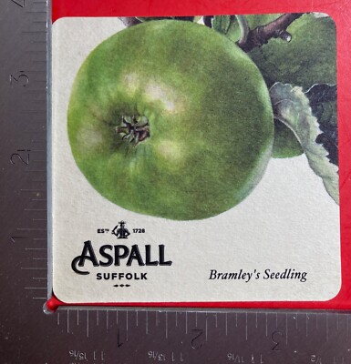 ASPALL SUFFOLK BRAMLEY'S SEEDLING CYDER 3.5 INCH SQUARE  BEER COASTER VINTAGE