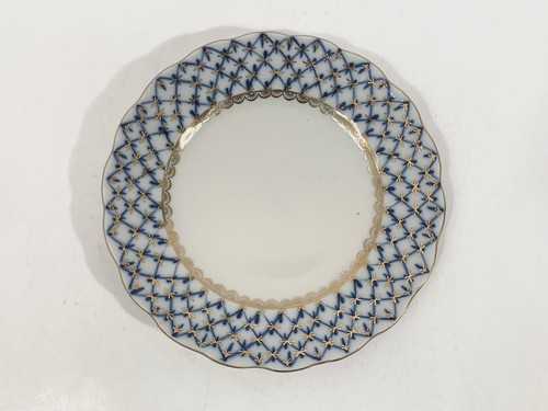6x Lomonosov Cobalt Net USSR Bread Cake Plates 15,5 cm - Picture 3 of 14