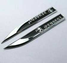 2xfor Peugeot Black Fender Badge Side Wing Metal Sticker Badge 3D Logo