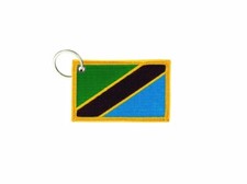 Keychain keyring embroidered embroidery patch double sided flag tanzania