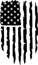 American Flag Tattered Vertical Vinyl Decal Multiple Colors and Sizes