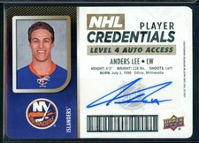 2017-18 Upper Deck MVP NHL Player Credentials Level 4 Access #NHLAL Anders Lee