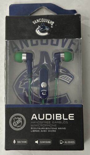 Vancouver Canucks Hands-Free Headphone/Earbuds With Built-In Microphone NEW