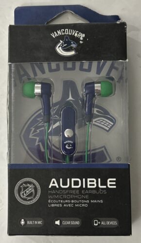 Vancouver Canucks Hands-Free Headphone/Earbuds With Built-In Microphone NEW - Picture 1 of 5