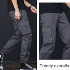 Cotton Mens Army Cargo Work Pants 6 Pockets Camo Outdoor Hiking Trousers