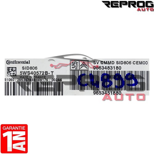 CALCULATEUR DÉCODÉ CITROEN C2 C3 5WS40572B-T SW9663483180 HW9653451880 SID806 - Picture 2 of 2