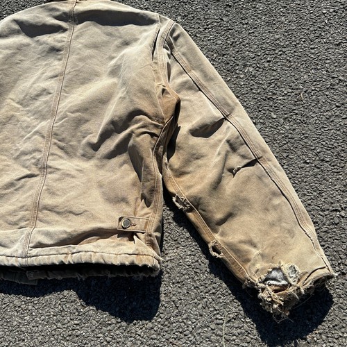 Carhartt Jacket Large Tall Tan Detroit J22 211 Vintage Distressed Workwear - Picture 4 of 20