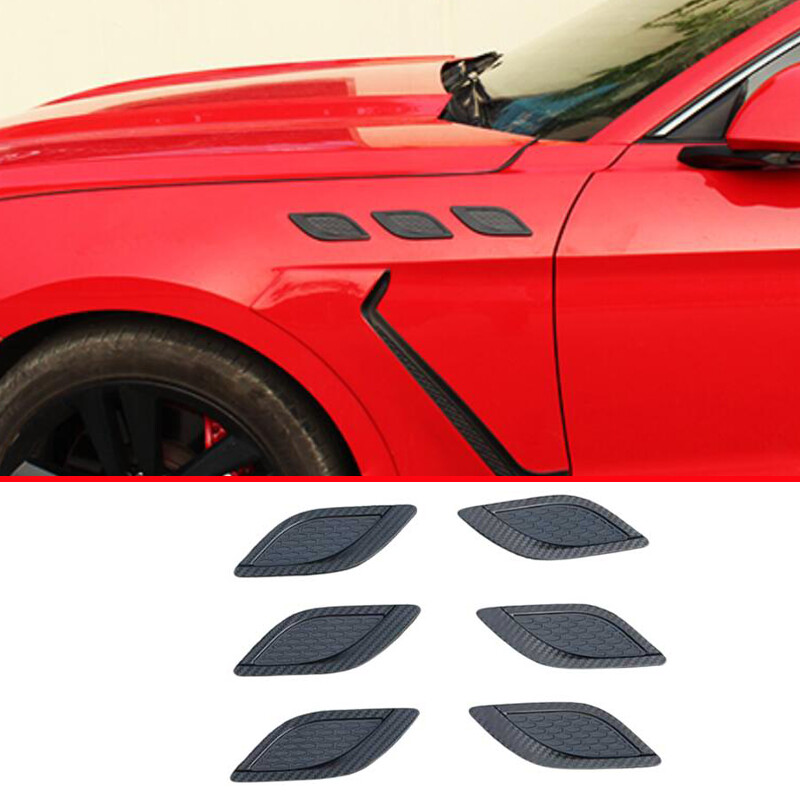 Carbon Fiber Style Front Side Vent Fender Flank Cover For Ford Mustang 2015-2022