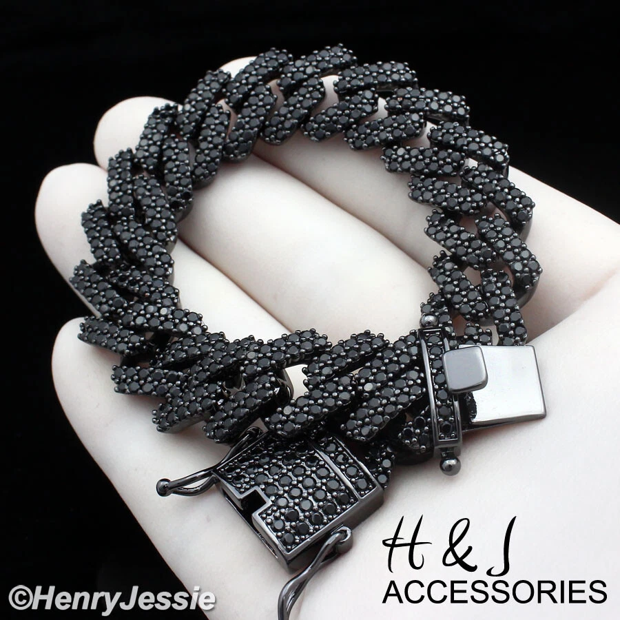 COLLAR MIAMI CUBAN BORDILLO 18-24" CHAPADO EN ORO NEGRO 14K ICY BLING CIRC 14MM*BBN6 Foto 2 de 4