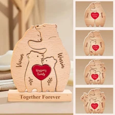 Personalized Wooden Puzzle Bear Family, Gift for Dad Mom, Home Decor