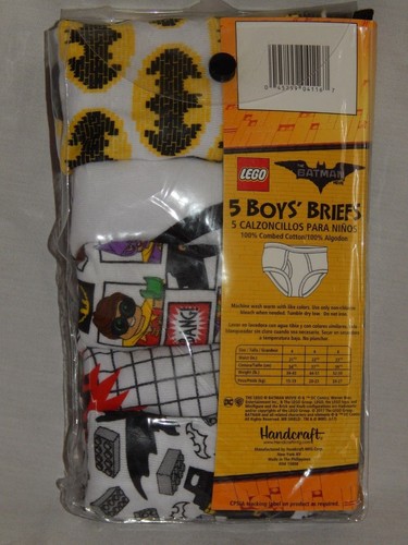 Batman Lego Movie Boys Size 4 Underwear Briefs White New Joker Comic Book 5 Pair - Picture 4 of 12