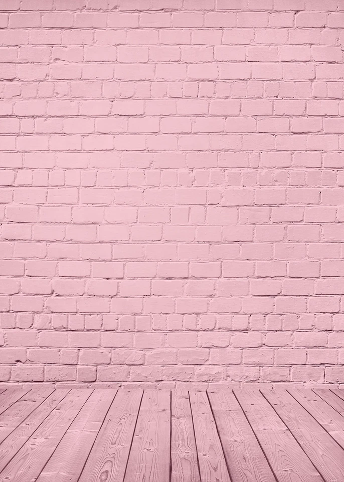 Fondo fotográfico pared ladrillo rosa textura piso madera recién nacido fondo fotográfico Foto 2 de 4