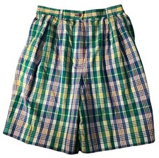 Vintage Pendleton Plaid Bermuda Shorts Womens Sz 6 Green Lightweight Cotton USA