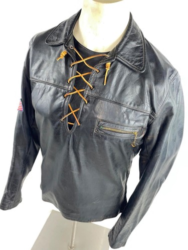 DE COLECCIÓN AÑOS 50 M TAUBERS CUERO DE CABALLO MOTOCICLETA CON CORDONES JERSEY CAMISA CHAQUETA PANTALONES - Imagen 8 de 24