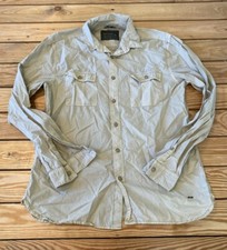 Jack  Jones Men  s Long Sleeve Button Up Shirt Size L Beige M1