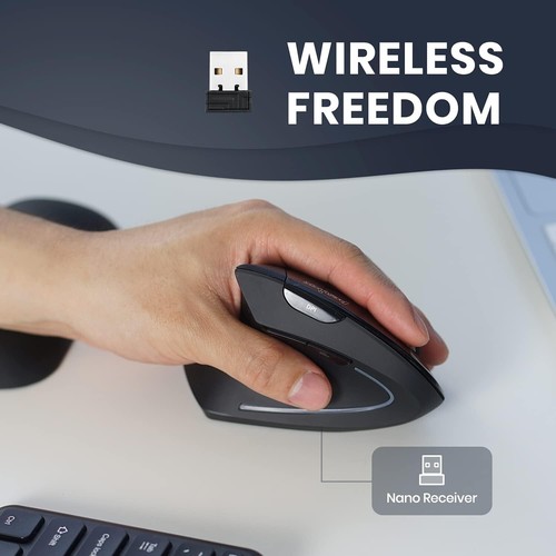 Perixx PERIMICE-713 Wireless Ergonomic Vertical Mouse - 800/1200/1600 DPI - Picture 6 of 7