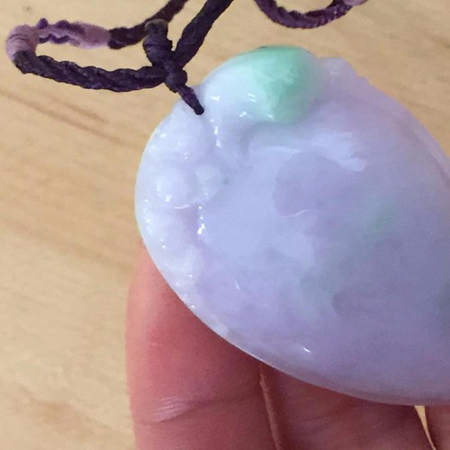 Zertifizierter 100 % natürlicher eisiger Jade Jadeit Lavendel Herz/Pfirsich Anhänger Klasse A 352 - Bild 4 von 12