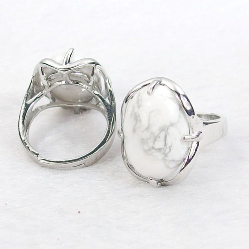Anillos de moda plateados considerables con cuentas de piedras preciosas naturales piedra 6-10 - Imagen 37 de 78
